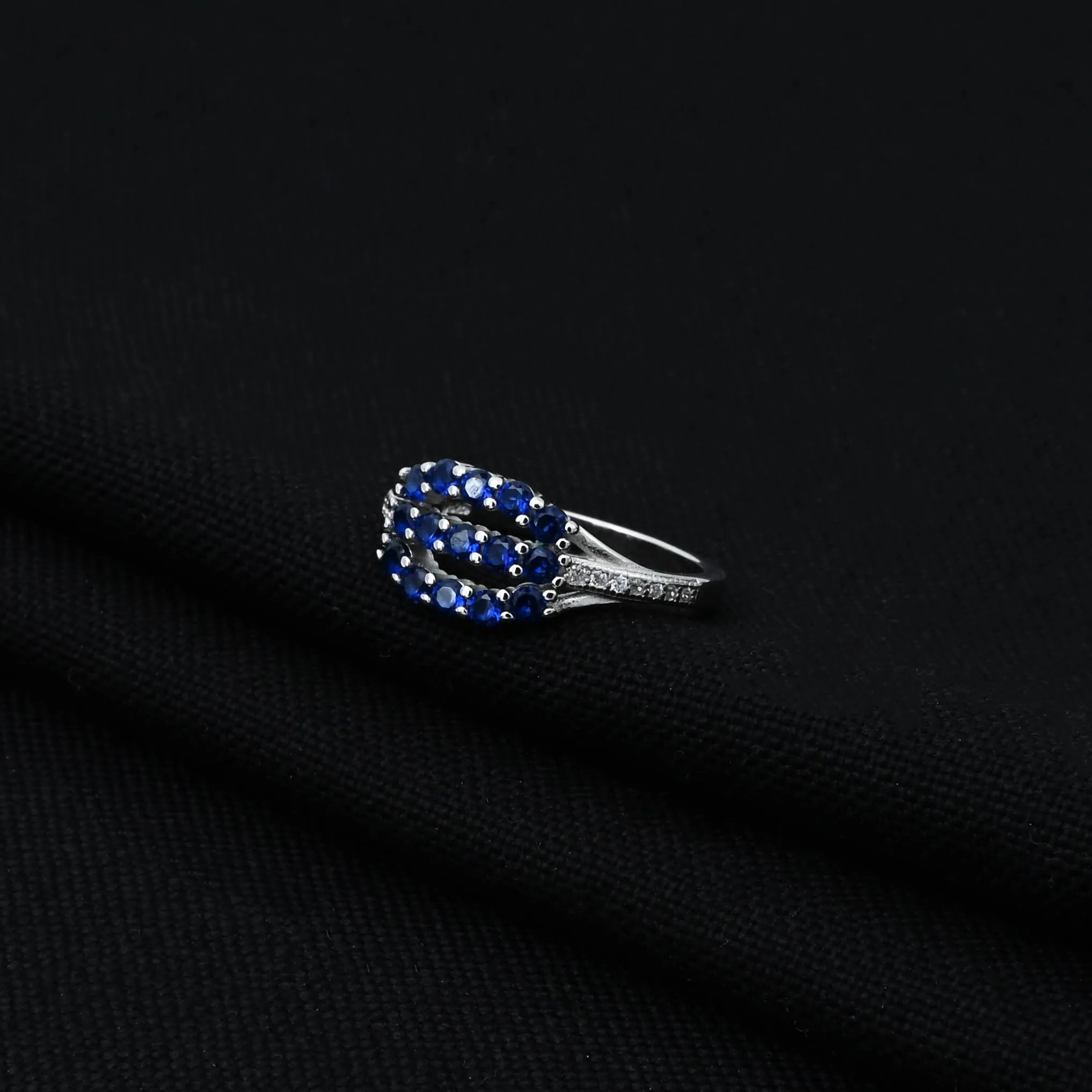 925 Silver "Serenity of Grace" Blue Gems Ring for Her