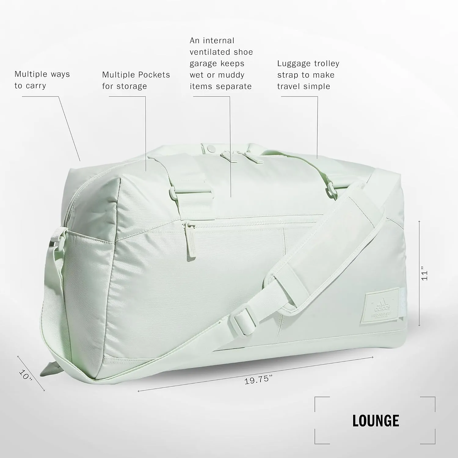 adidas Originals Lounge Premium Sport Duffel Bag for Travel and Gym