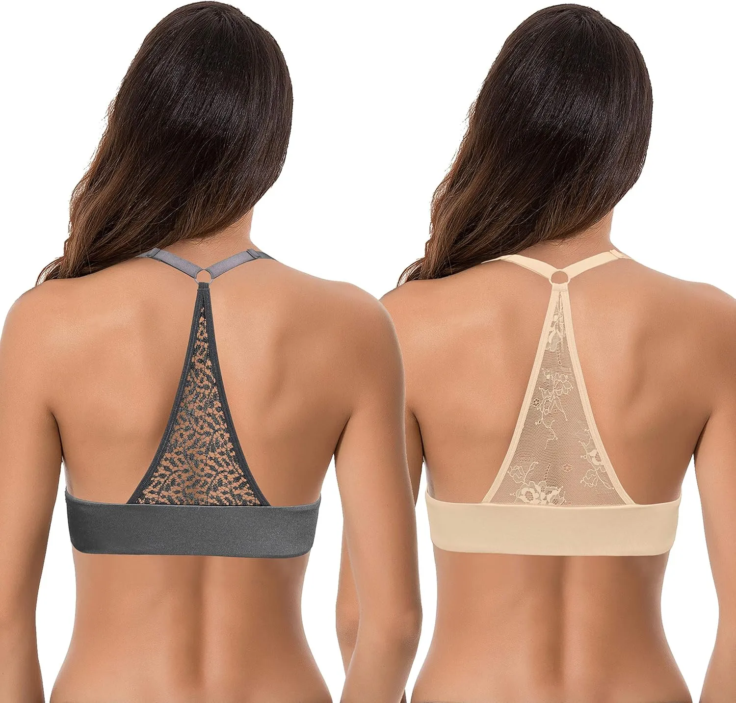 Curve Muse Womens Push Up Add 1 and a Half Cup Underwire Halter Front Close Bras