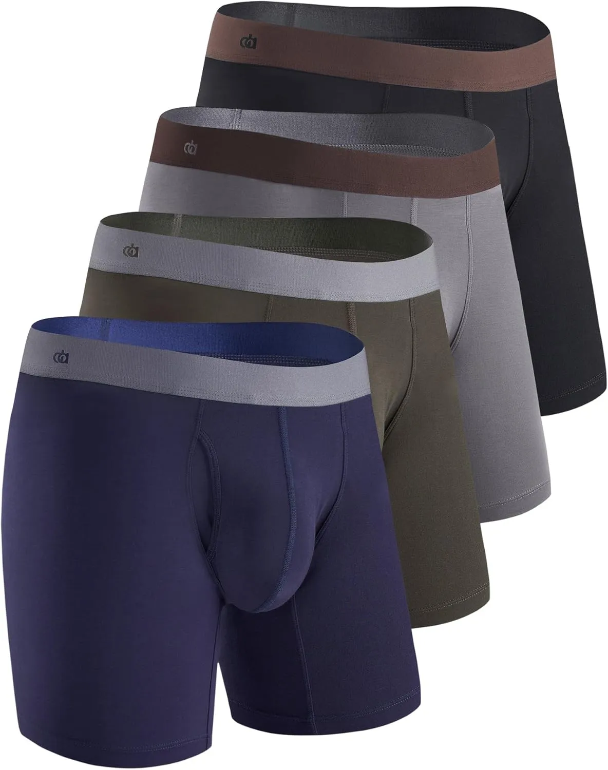 DAVID ARCHY Mens Boxer Briefs Rayon Made From Bamboo Breathable Soft Underwear Support Pouch Underwear for Men 4 Pack