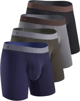 DAVID ARCHY Mens Boxer Briefs Rayon Made From Bamboo Breathable Soft Underwear Support Pouch Underwear for Men 4 Pack