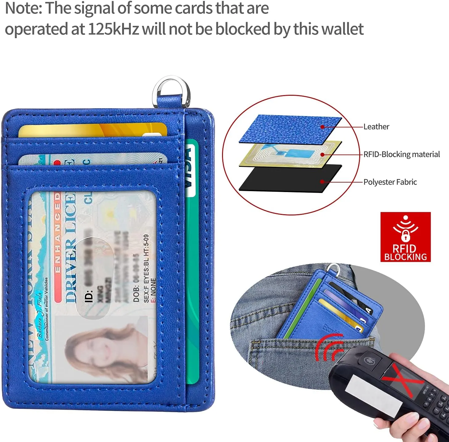 EcoVision Slim Minimalist Front Pocket Wallet, RFID Blocking Credit Card Holder Wallet with Detachable D-Shackle for Men Women