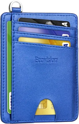 EcoVision Slim Minimalist Front Pocket Wallet, RFID Blocking Credit Card Holder Wallet with Detachable D-Shackle for Men Women