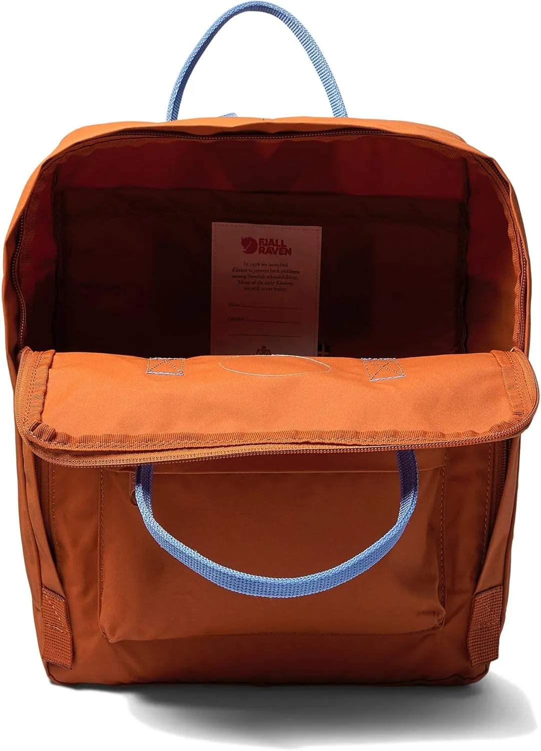 Fjllrven Knken Backpack for Men, and Women - Lightweight Rugged Vinylon Fabric, Dual Top Handles with Snap Closure, and Classy Look Teracotta Brown/Ultramarine One Size One Size