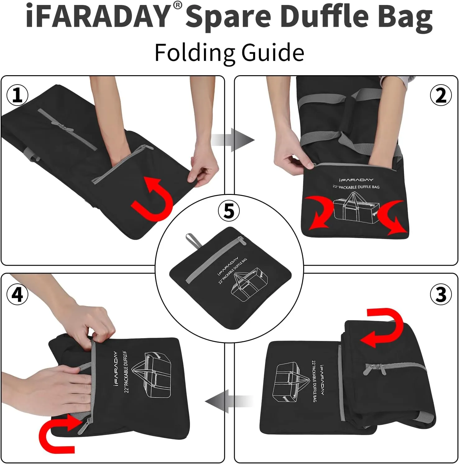 Foldable Duffel Bag 35L Small Lightweight Luggage Bag for Travel Gym Sport-Black