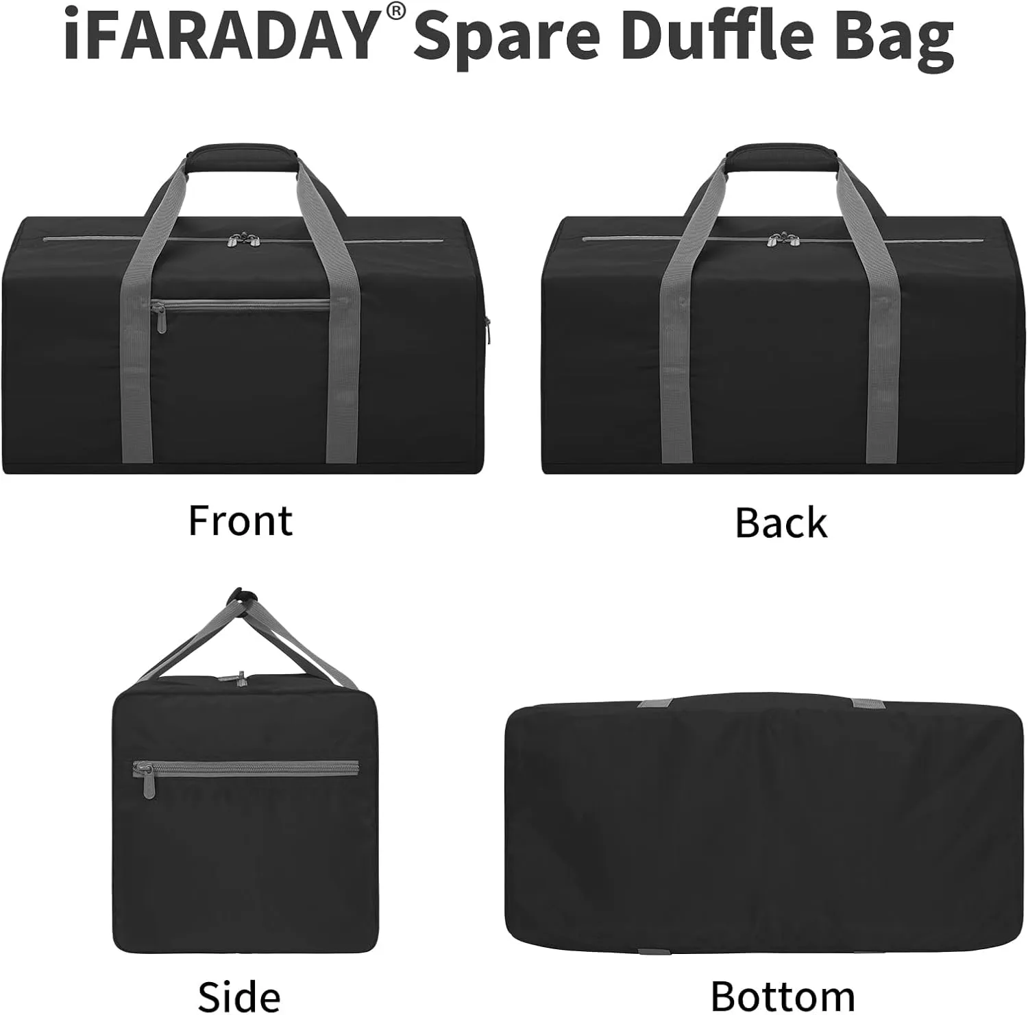 Foldable Duffel Bag 35L Small Lightweight Luggage Bag for Travel Gym Sport-Black