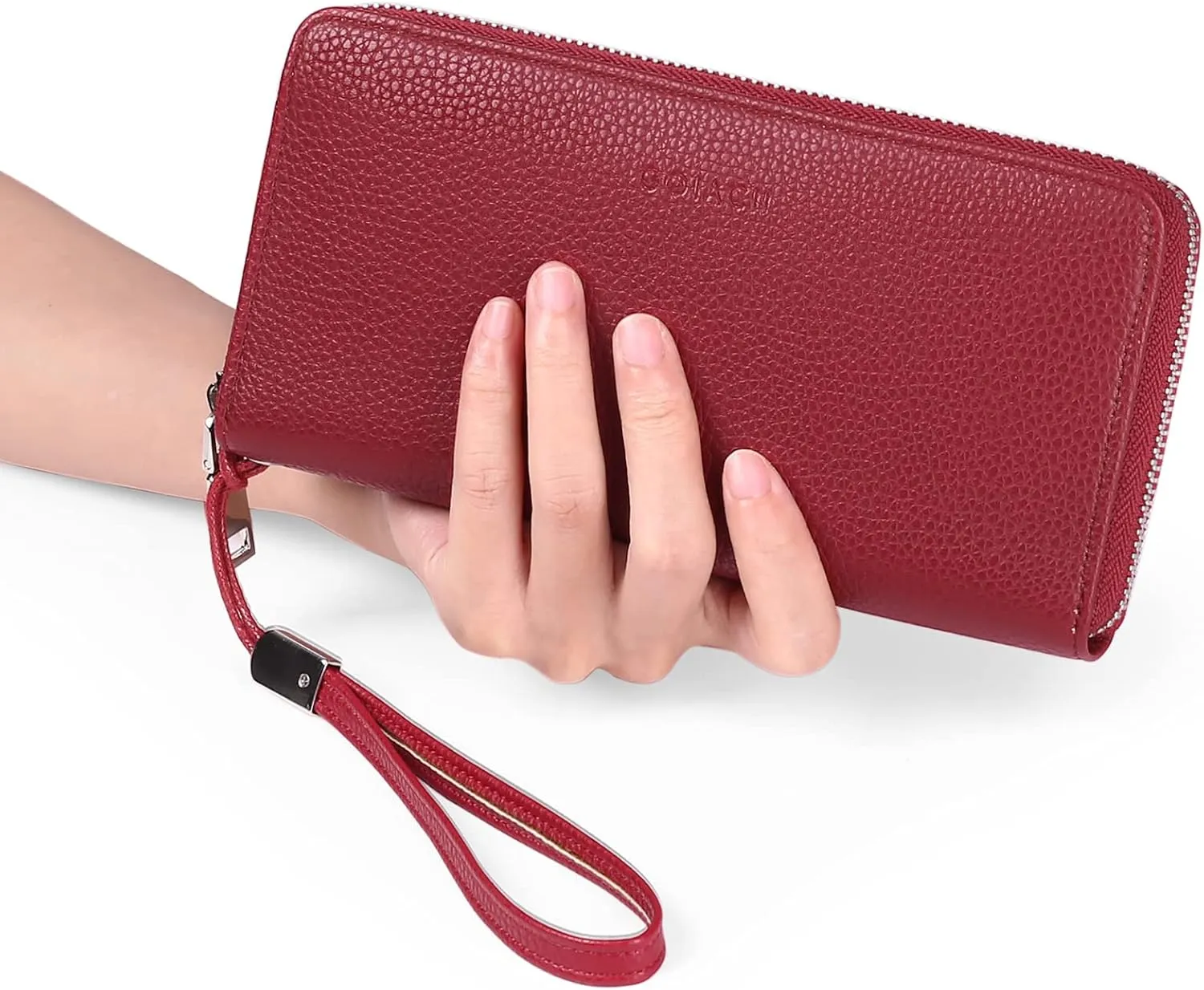 GOIACII Womens Wallet RFID Blocking Leather Card Holder Large Capacity Zip Around Ladies Purse Travel Wristlet Clutch
