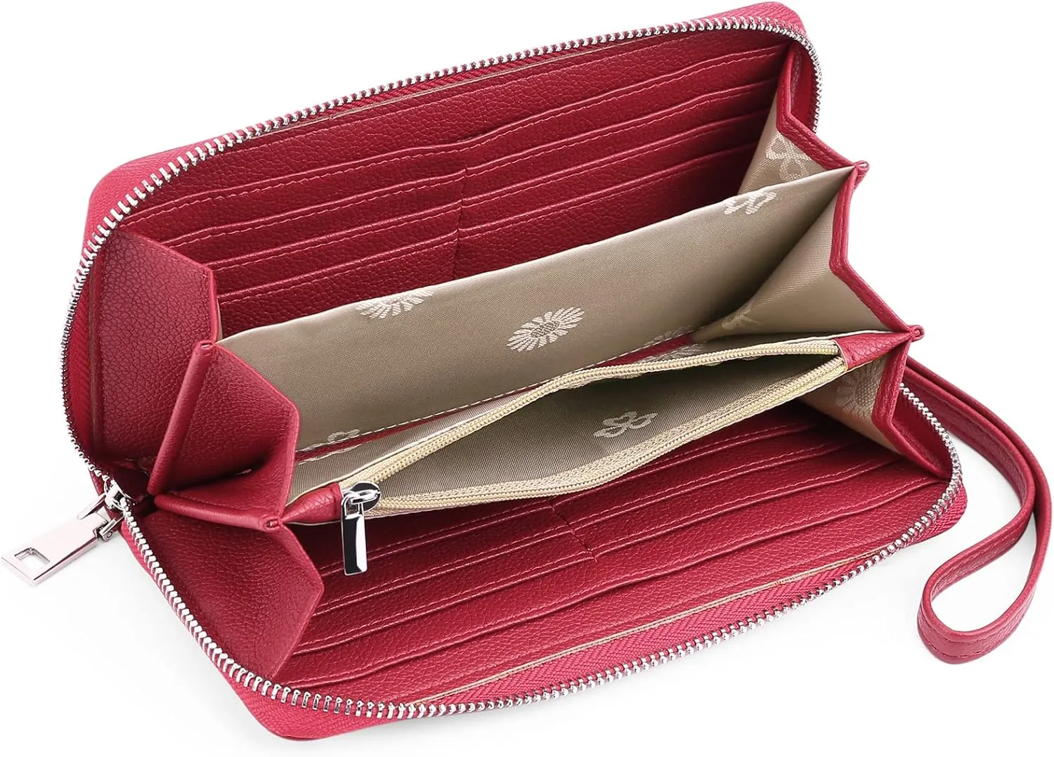 GOIACII Womens Wallet RFID Blocking Leather Card Holder Large Capacity Zip Around Ladies Purse Travel Wristlet Clutch