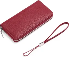 GOIACII Womens Wallet RFID Blocking Leather Card Holder Large Capacity Zip Around Ladies Purse Travel Wristlet Clutch