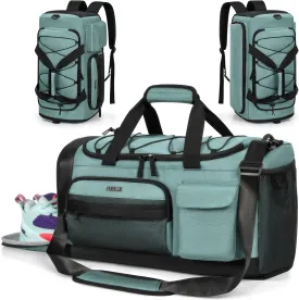 Gym Bag with Shoe Laptop Compartment for Men Women 35L Water-resistant Sports Gym Duffle Backpack Travel Duffle Bag with Wet Pocket Weekender Overnight Carry On Backpack (Blue)