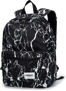 Kinmac Water Resistant Laptop Travel Outdoor Backpack with USB Charging Port for 13 inch 14 inch and 15.6 inch Laptop (Black Marble)