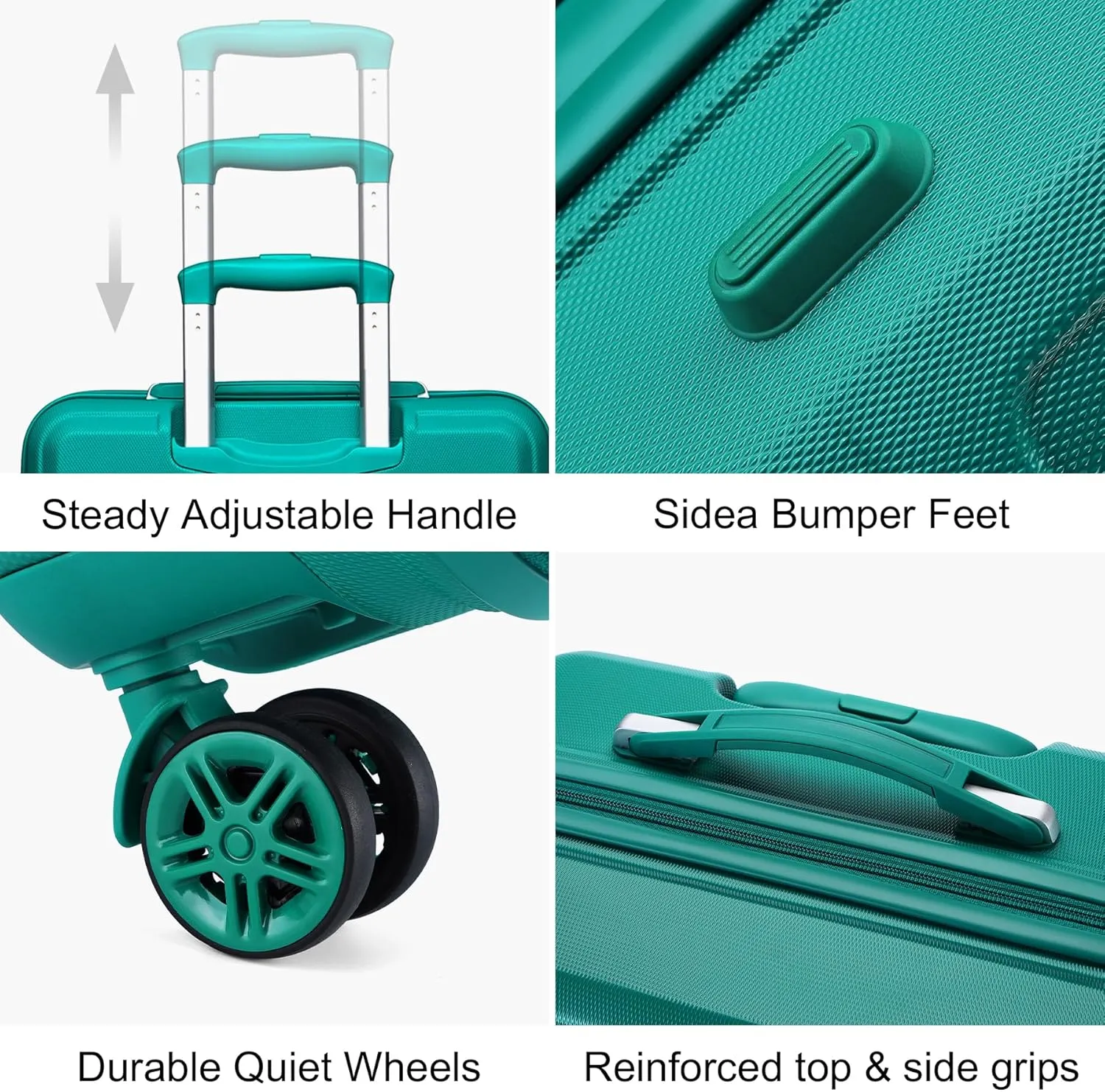 Kono 20'' Carry on Luggage Lightweight with Spinner Wheel TSA Lock Hardside Luggage Airline Approved Carry on Suitcase Turquoise