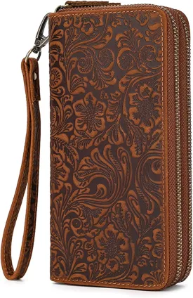 KPYWZER Leather Clutch Purse Wallet Men Wrist Bag