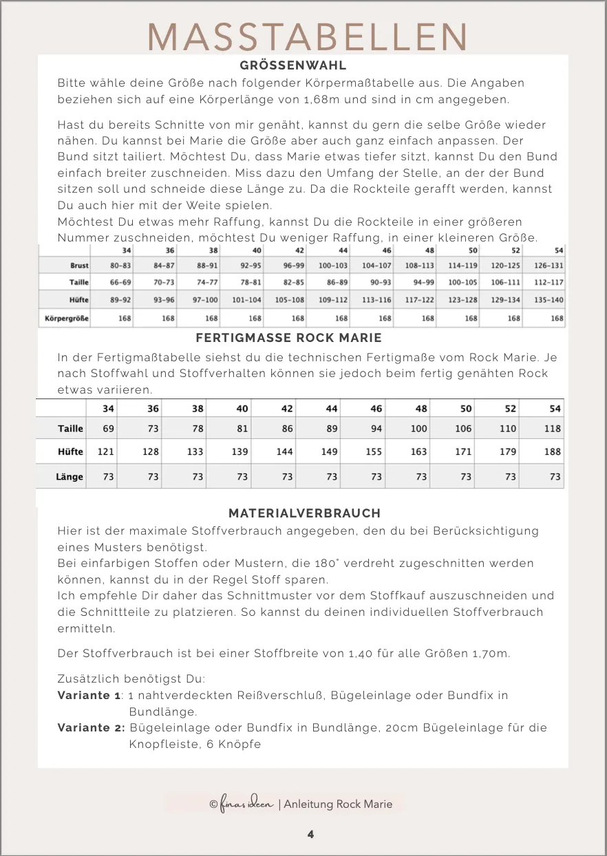 Marie - geraffter Rock (Papierschnittmuster)