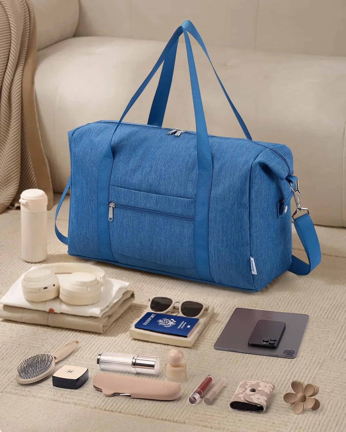 Narwey For Spirit Airlines Personal Item Bag 18x14x8 Foldable Duffle Bag for Travel Packable Duffel Bag for Traveling Carry on Bag for Airplanes Underseat Overnight for Women and Men (Navy Blue)