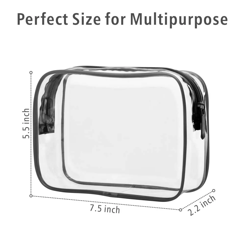 PACKISM Clear Makeup Bag - 3 Pack TSA Approved Toiletry Bag, Travel Clear Toiletry Bag, Black White Grey