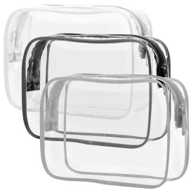 PACKISM Clear Makeup Bag - 3 Pack TSA Approved Toiletry Bag, Travel Clear Toiletry Bag, Black White Grey