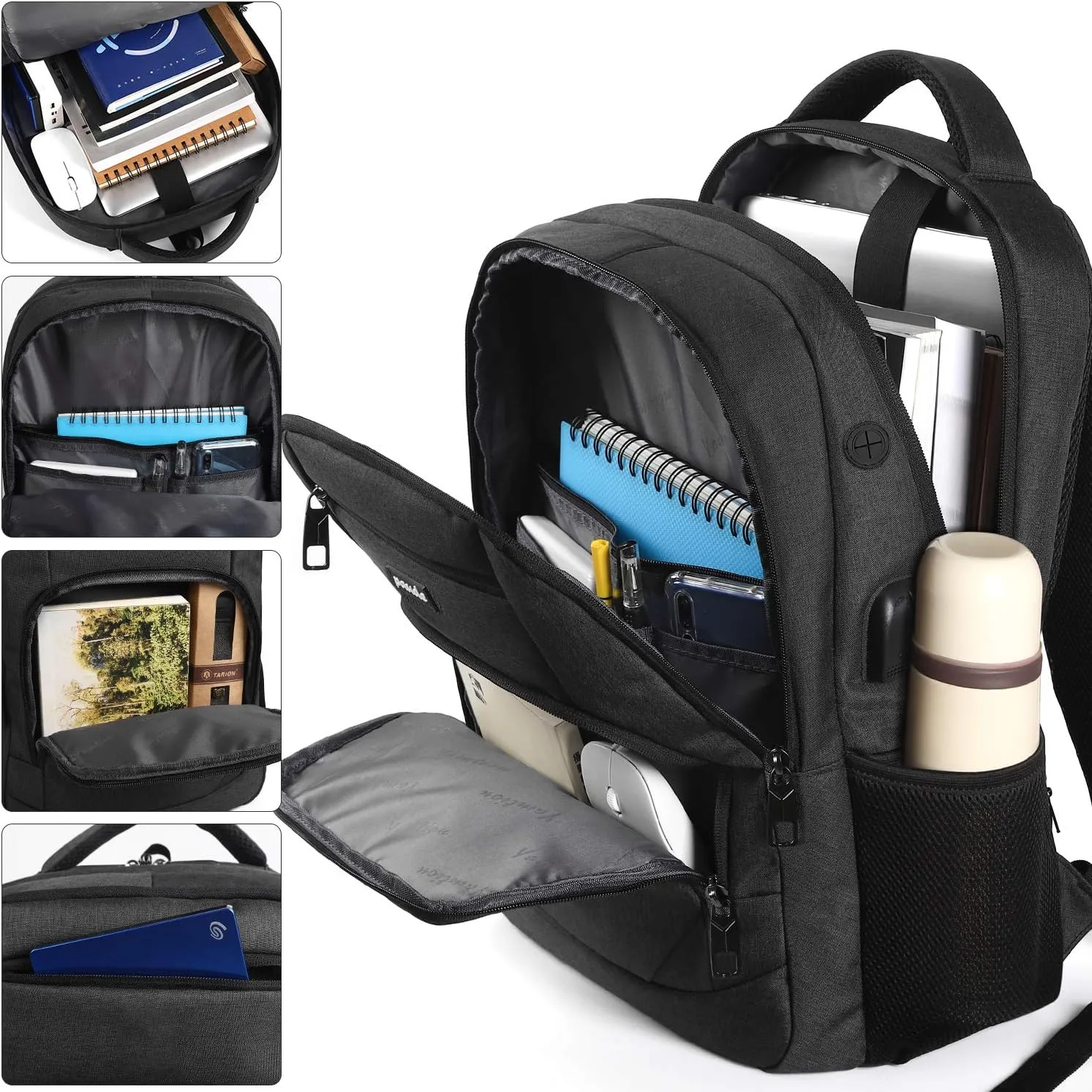 Paude Backpack for Men and Women,17.3 inch School Backpack for Teens,Travel Laptop Backpack with USB Charging port for Business College Travel