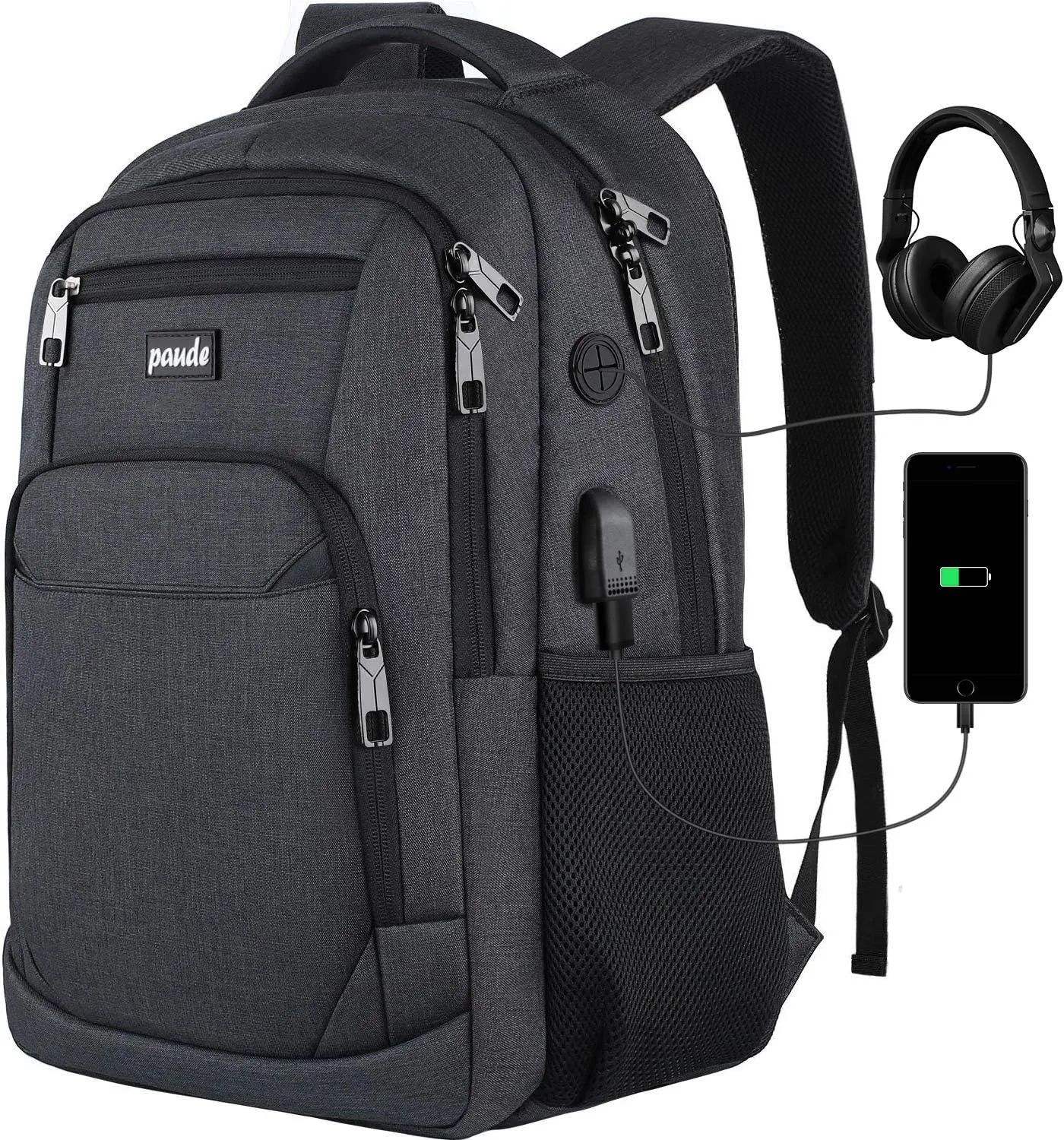 Paude Backpack for Men and Women,17.3 inch School Backpack for Teens,Travel Laptop Backpack with USB Charging port for Business College Travel