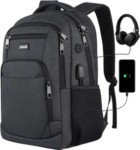 Paude Backpack for Men and Women,17.3 inch School Backpack for Teens,Travel Laptop Backpack with USB Charging port for Business College Travel