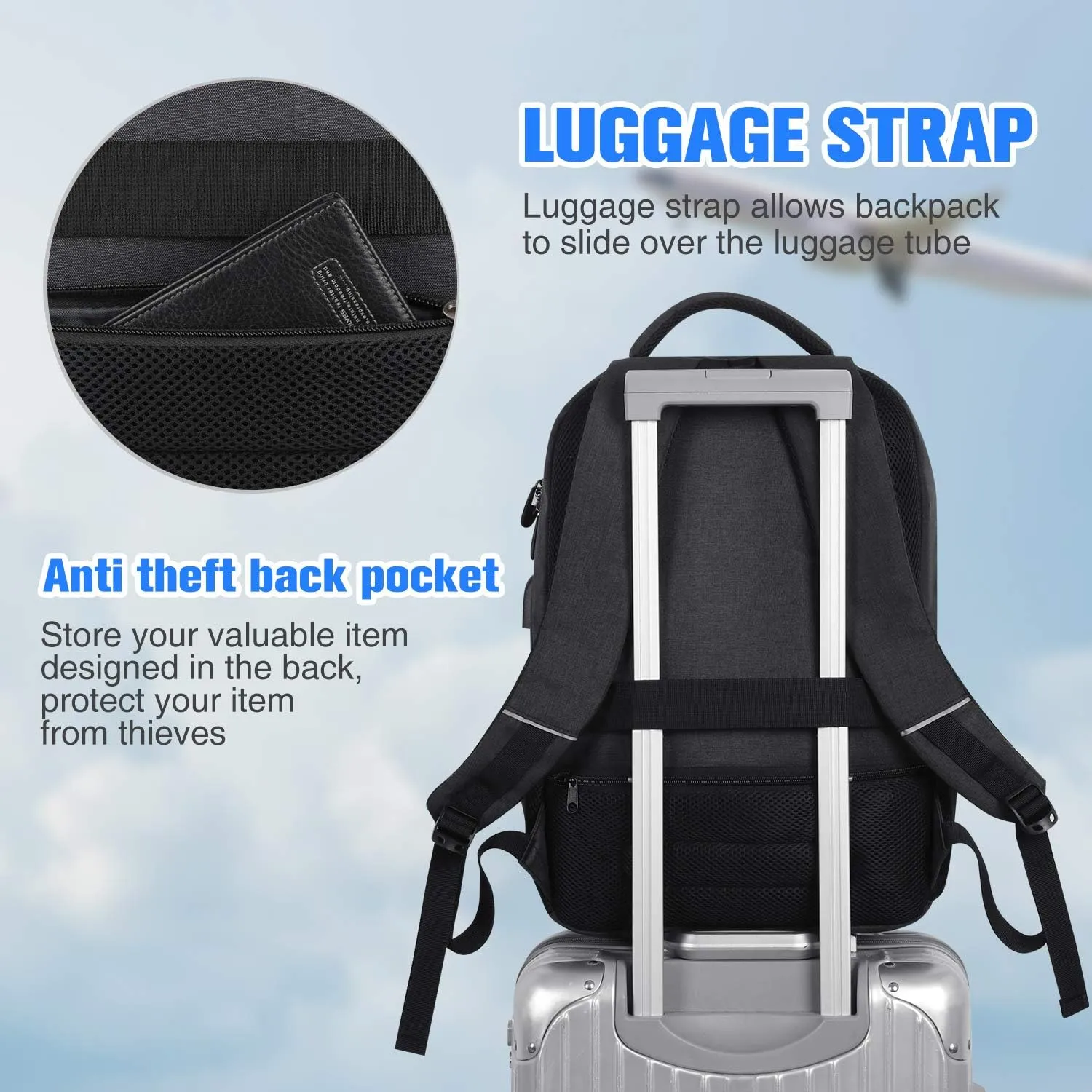 Paude Backpack for Men and Women,17.3 inch School Backpack for Teens,Travel Laptop Backpack with USB Charging port for Business College Travel