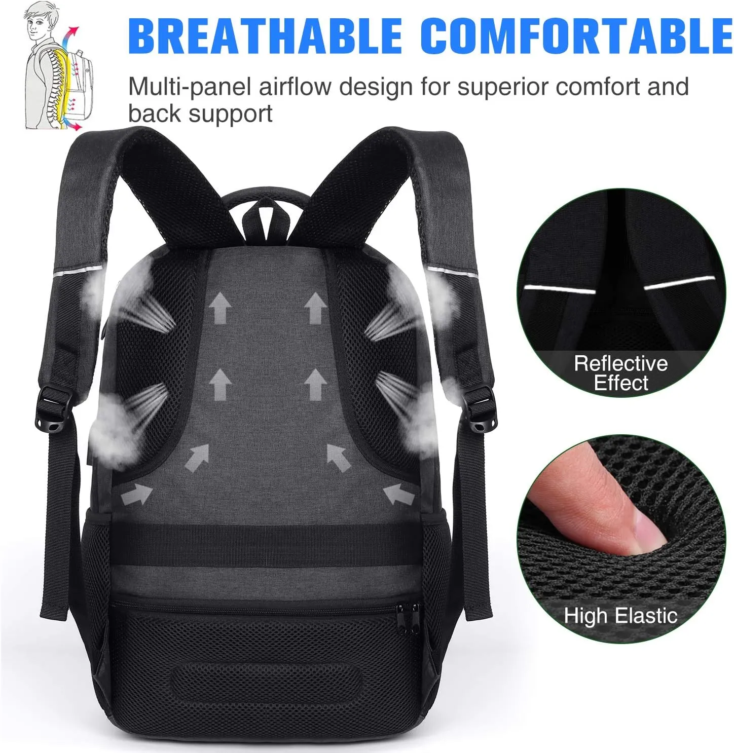 Paude Backpack for Men and Women,17.3 inch School Backpack for Teens,Travel Laptop Backpack with USB Charging port for Business College Travel
