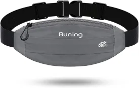 Running Belt Waist Pack - Running Fanny Pack for Women & Men - Hiking Cycling Workout Belt Bag - Whole Bag Reflective Runner Pouch - Waterproof Cell Phone Holder Gray