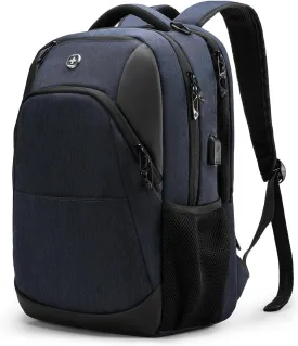 Swissdigital Design Travel Laptop Backpack for Men and Women, Business Backpack with USB Charging Port for Fits 16 Inch Notebook, Blue | ANDWIL