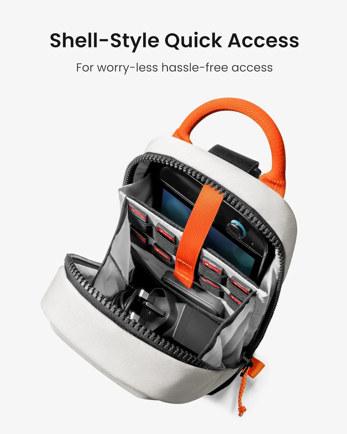 tomtoc Sling Crossbody Bag for Nintendo Switch 2, Protective Travel Chest Carrying Gaming Pouch with 8 Game Cartridges Slots