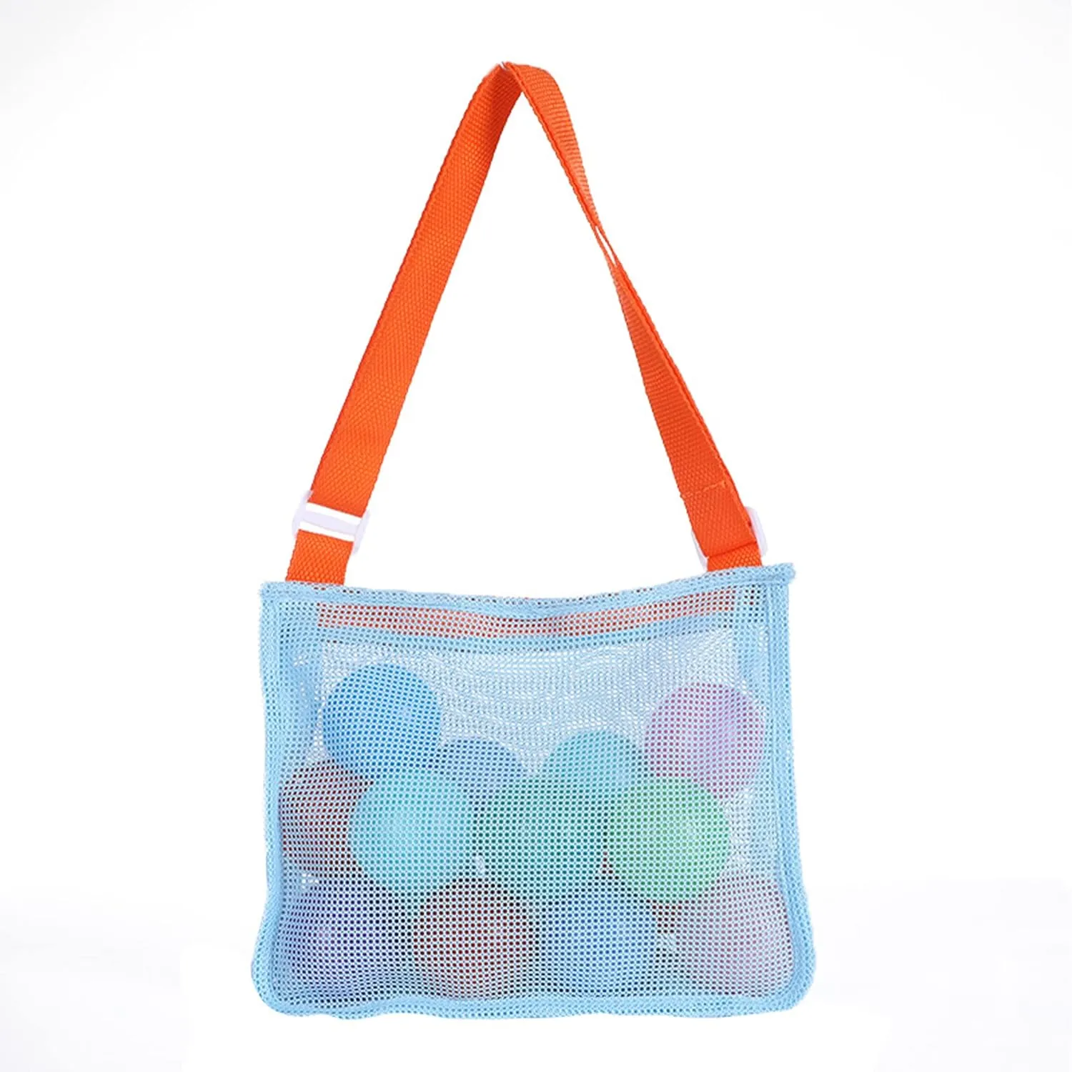 UTTPLL Colorful Mesh Beach Bag Adjustable Kids Quick Dry Net Tote for Seashell Collecting Sand Toy Swimming Accessories