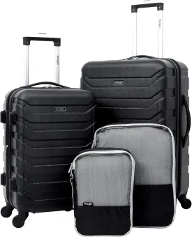 Wrangler Miami Luggage & Packing Cubes, Black, 4 Piece Set