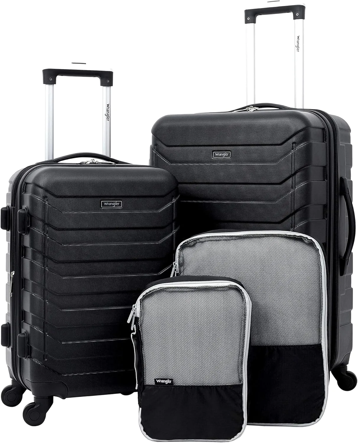 Wrangler Miami Luggage & Packing Cubes, Black, 4 Piece Set