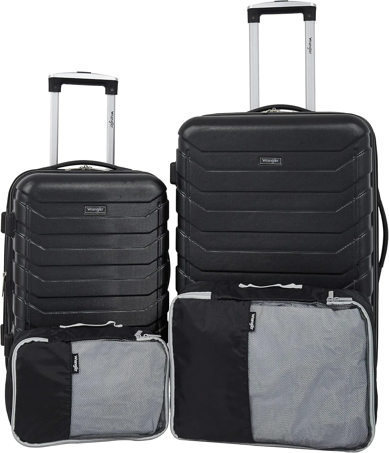 Wrangler Miami Luggage & Packing Cubes, Black, 4 Piece Set